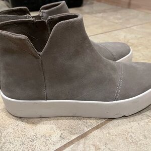 Toms Gray Suede Platform Ankle Booties